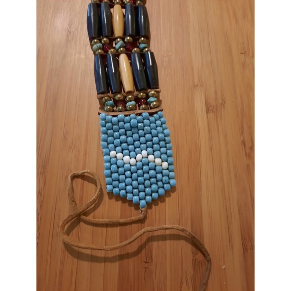 Handmade Traditional Tribal Style 5 Line Buffalo Bone Hairpipe Beads Choker - Picture 2 of 6